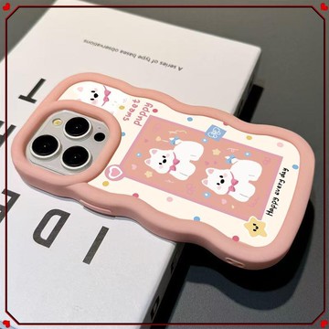 🎀防摔手機殼🎀愛心小狗適用于蘋果16手機殼iphone15pro/14防摔13全包12奶油波浪