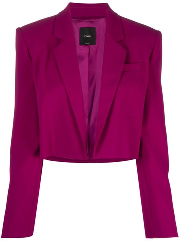 PINKO - open-front cropped blazer - women - Polyester/Acetate/Elastane/Polyester - 42 - Purple