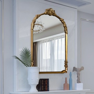 浴室壁掛鏡輕奢法式裝飾鏡臥室梳妝化妝鏡子玄關裝飾入戶全身掛鏡