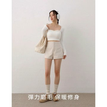 AIR SPACE LADY 完美腰線DNA 彈性毛呢內刷毛短褲(杏/深灰) 女裝 現貨