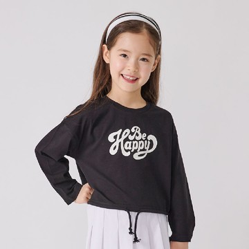 韓國 OZKIZ - 運動風字母印寬版長袖上衣-黑