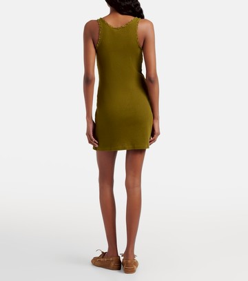 Miu Miu Lace-trimmed pointelle cotton minidress