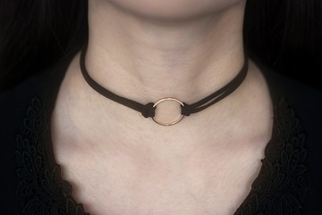 金色圓環韓國絨頸鍊