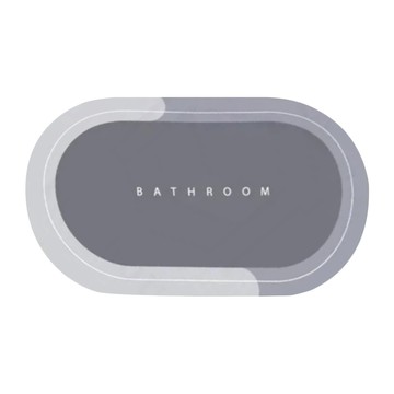 防滑矽藻土吸水地墊 橢圓型 超強快速吸水 強力防滑 清洗方便  不適用  灰色  1個