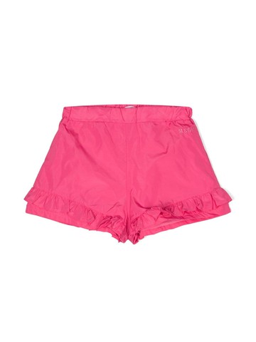 MSGM Kids - ruffle-detail taffeta shorts - kids - Cotton/Polyester - 12 yrs - Pink