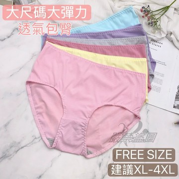 庭兒柑仔店🍊大尺碼 大彈力 XL~4XL 坑條紋 雙層褲底 包臀 透氣 內褲 三角褲 女生內褲 素色 1369