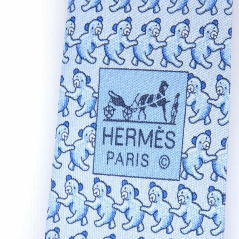 HERMES【エルメス】 クマ柄 ネクタイ シルク メンズ 【中古】 | LINE