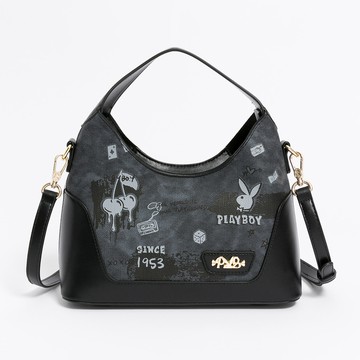 PLAYBOY - 手提包附長背帶  Graffiti系列 - 黑色/551-4501-09-6
