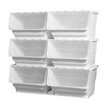 【Mr.box】45大面寬典雅上掀式附輪收納箱(54公升-6入)透明掀蓋款