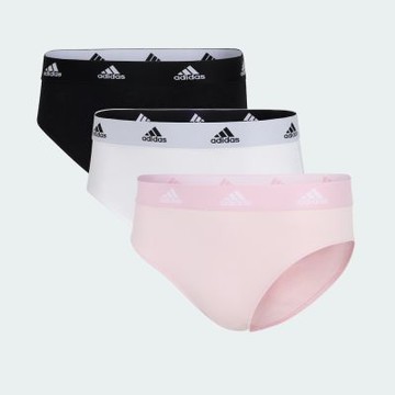 adidas W ACTIVE COMFORT COTTON BIKINI BRIEF 3 PAIRS 女士 舒適運動比基尼內褲三件組-黑／白／粉紅