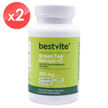【美國BestVite】必賜力綠茶萃取+左旋C膠囊2瓶組 (120顆*2)