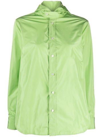 Plan C - detachable-hood taffeta shirt - women - Polyester - 40 - Green