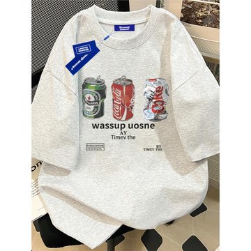 WASSUP重磅320g純棉美式街頭復古短袖T恤男夏季新款情侶半袖上衣