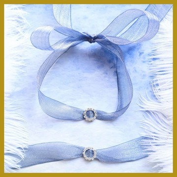 日韓飾品 東大門閃亮絲帶水鑽吊墜項圈 Choker頸鏈 短款鎖骨鏈項鏈女