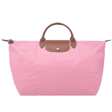 LONGCHAMP LE PLIAGE系列短把再生尼龍摺疊水餃旅行袋(大/棉花糖粉)