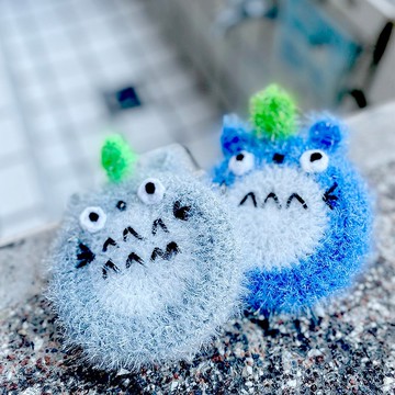 【免運/特惠】手工韓式菜瓜布/好洗不掉線(龍貓2入)