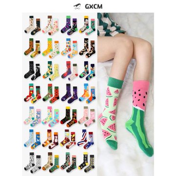 原創AB襪不對稱鴛鴦襪男女情侶中筒棉襪歐美時尚街頭潮流創意套裝