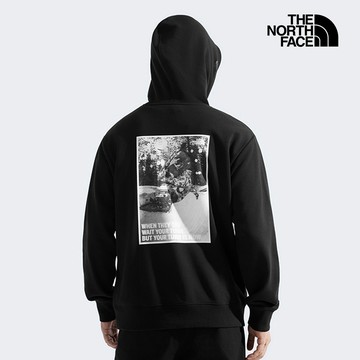 The North Face北面男女款黑色長袖帽T｜8F0BJK3