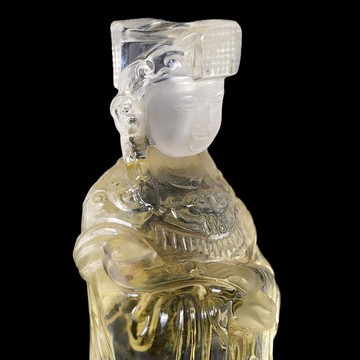 【正佳珠寶】黃水晶 頂級透體 媽祖娘娘 黃水晶媽祖雕刻 黑檀木