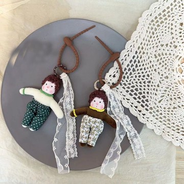 🔥熱賣🔥可愛韓風捲毛人魚娃娃掛件毛絨玩偶包包公仔鑰匙扣掛飾