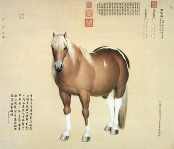 仿古畫 復制 清 朗世寧 雪點雕 56X63厘米 畫心 絹本 裝飾掛畫心