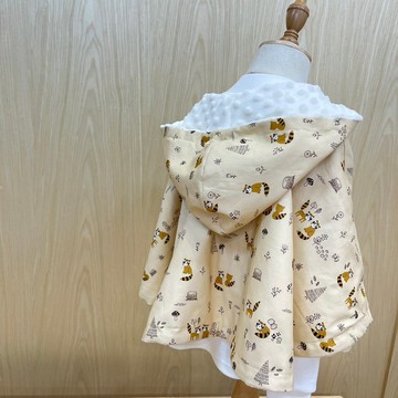 森林浣熊 嬰幼兒80-100公分 手工保暖斗篷嬰兒禮物 彌月禮盒