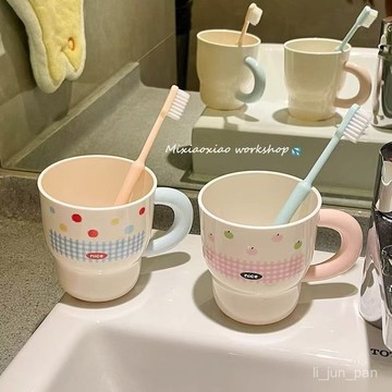 臺灣🚍8H出🉑ins可愛洗漱杯高顔值情侶漱口杯創意簡約牙缸洗漱杯子套裝牙具杯