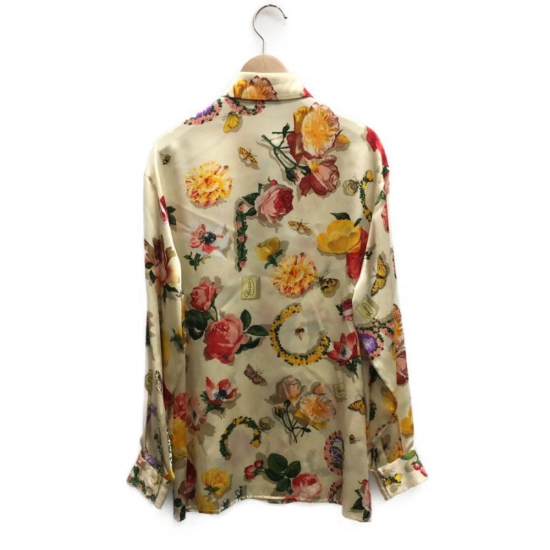 グッチ シルク長袖シャツ 花柄×虫柄 GUCCI レディース 中古 通販 LINE