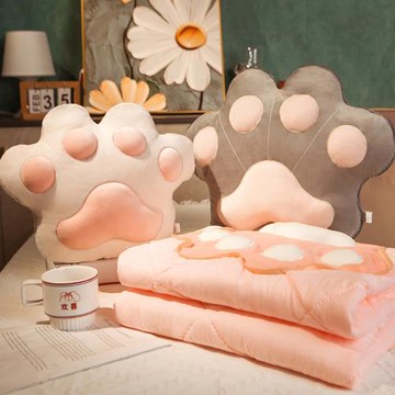 貓爪抱枕被子兩用辦公室午睡毯子二合一折疊汽車枕頭加厚車載新款