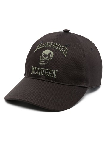 Alexander McQueen - logo-embroidered cap - men - Cotton/Cotton/Lambskin/Polyester - L - Black