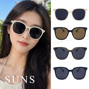 【SUNS】TR90偏光墨鏡 韓版圓框偏光太陽眼鏡 大框顯小臉 輕量/抗UV(2318)