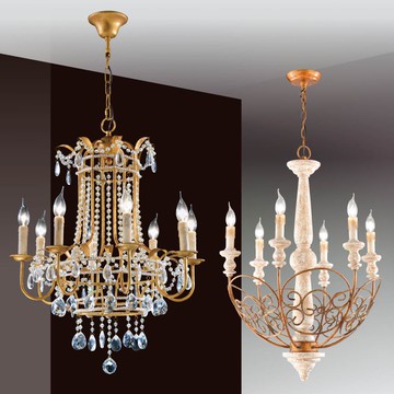 水晶  原木仿古吊燈  38-82161、82162