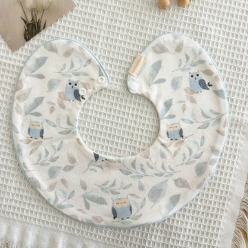 【安琪兒婦嬰百貨】棉嬰庫 MianYingKu 嬰兒滾邊圍兜/新生兒圍兜口水巾(貓頭鷹)