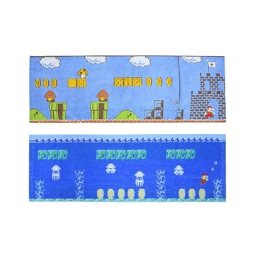 超級瑪利歐純棉刺繡毛巾(34×100cm)-2入組 滾動地圖＋水底世界