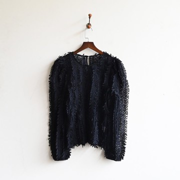 【蛋植物古著】夜雨立體蕾絲古著上衣