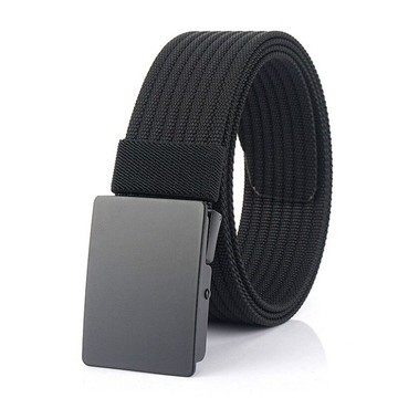 男士無孔平滑扣帆布腰帶簡約休閑尼龍編織皮帶年輕人時尚潮流褲帶