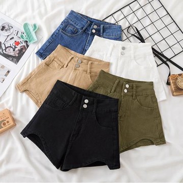 高腰牛仔短褲女2024年新款小個子a字彈力包臀辣妹顯瘦黑色熱褲夏