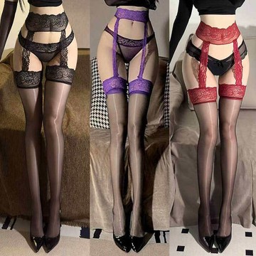 【極光油亮】吊帶絲襪 黑絲 連褲襪 一體襪 長筒襪 性感薄款 純欲風 美腿神器 夜店派對穿搭