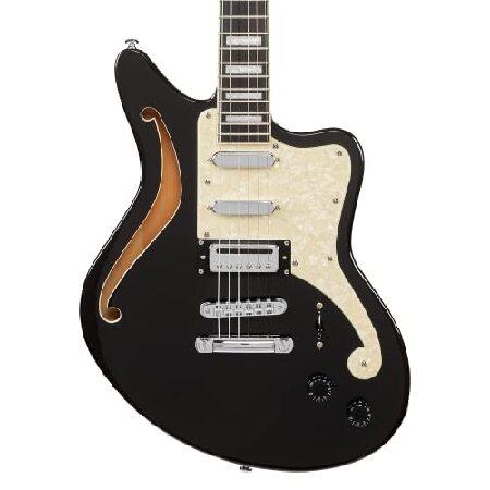 D'Angelico String Semi-Hollow-Body Electrical Guitar, Right, Black Flake (DAPBEDSHBLFCS)