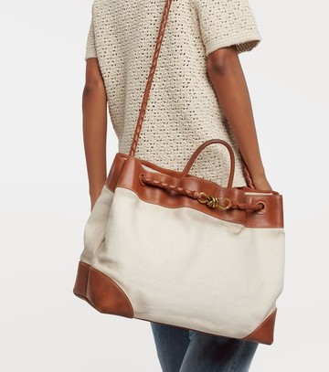 Bottega Veneta Andiamo Large leather-trimmed canvas tote bag