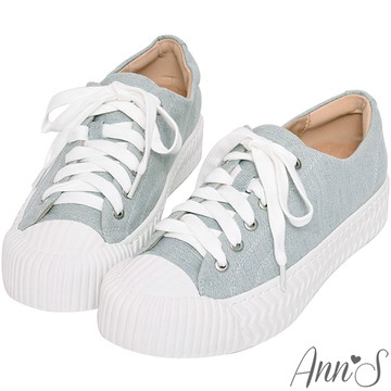 Ann’S黑科技-弄不髒防潑水綁帶帆布餅乾鞋-淺藍