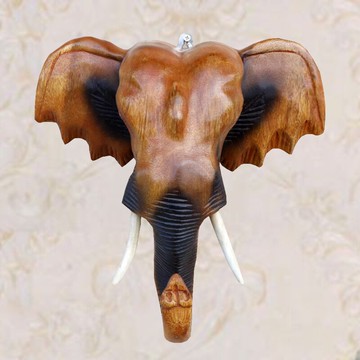泰國實木大象頭壁掛立體墻壁壁飾動物招財鎮宅墻面裝飾品掛件木雕