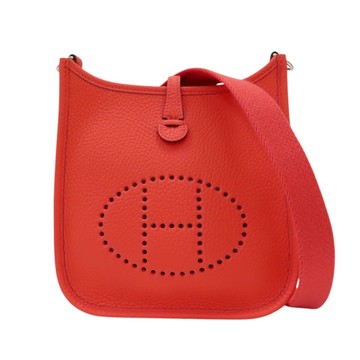【二手名牌BRAND OFF】HERMES 愛馬仕 紅色 TC皮革 Mini Evelyne 肩背包