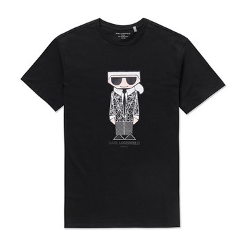 KARL LAGERFELD 老佛爺 熱銷印刷圖案短袖T恤-黑色