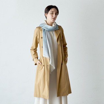 絣染漸層絲質圍巾-綠X白(數量有限 售完為止)