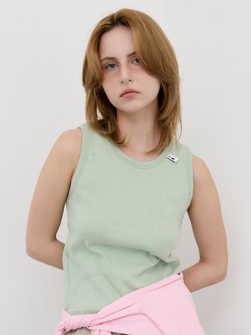 Stitch Points Sleeveless T Tank [Green]