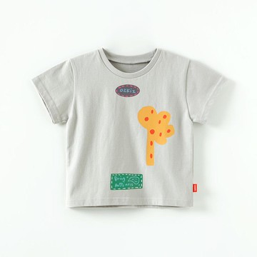 韓國 OZKIZ - 可愛印花短袖上衣-淺灰