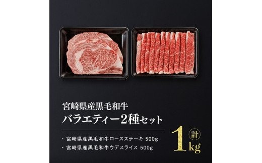 ※令和6年2月より順次発送※ 宮崎県産 黒毛和牛 バラエティ2種セット すき焼き ステーキ 赤身 霜降り 国産 牛肉 牛 肉 わけあり ウデ うで ロース スライス [G0680]