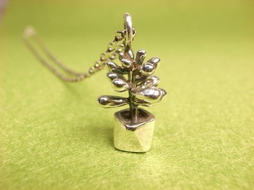 二毛銀【多肉植物系列─大款-虹之玉-項鍊】銀