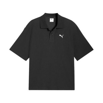 Puma 華夫格Polo衫 Wardrobe ESS 男款 黑 短袖 歐規 寬鬆 曾敬驊 634362-01